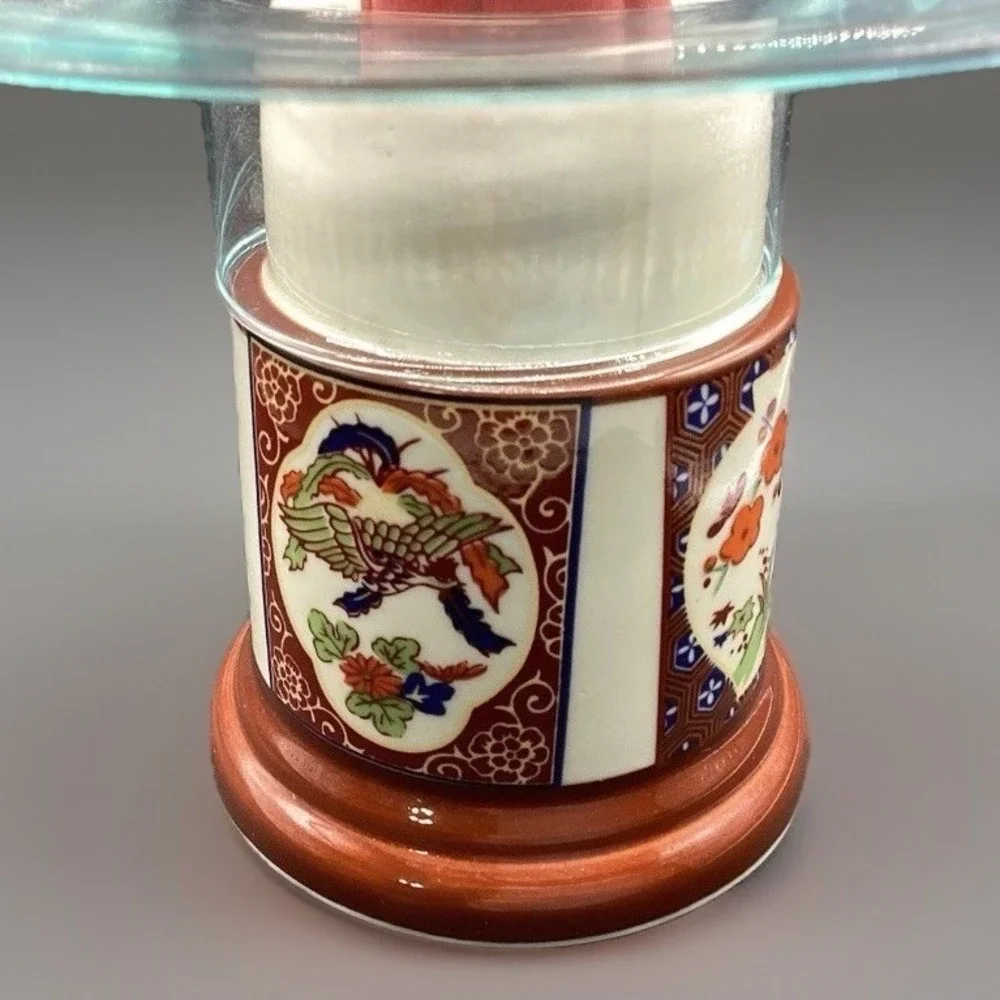 Vtg Gailystn Sutton Candle Lamp Brown Floral Pattern-10